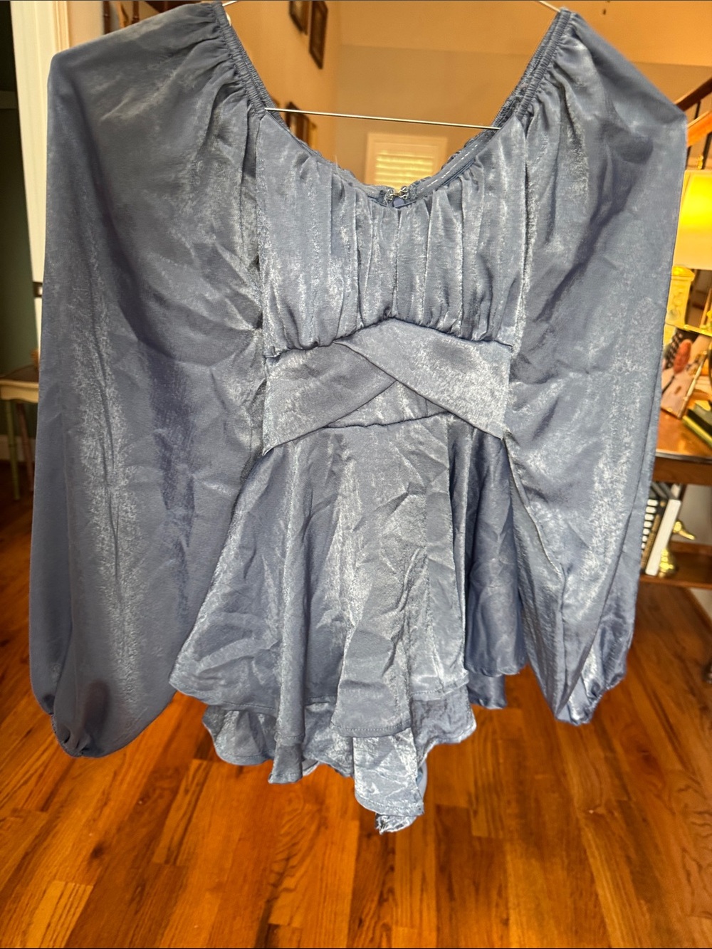 Altar’d state Shimmery Blue Peplum Blouse